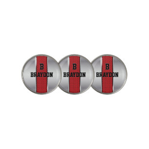 Change Initial Add Name Silver Gray Red Texture    Golf Ball Marker