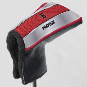 Change Initial Add Name Silver Gray Red Texture    Golf Head Cover