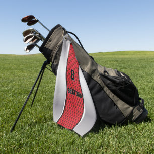 Change Initial Add Name Silver Gray Red Texture    Golf Towel