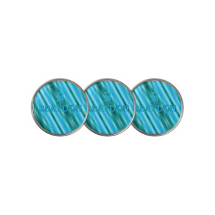Change Initial Add Name Soft Blue Aqua Teal Stripe Golf Ball Marker