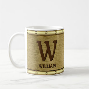 Change Initial Add Name U V W X Y Z Metal Brown Coffee Mug