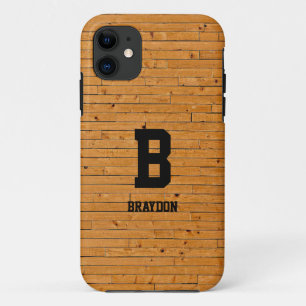 Change Initial Add Name Wood Panel Timber Wall iPhone 11 Case