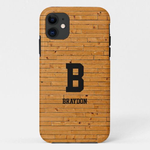 Change Initial Add Name Wood Panel Timber Wall     iPhone 11 Case