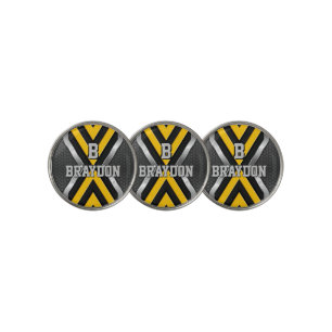Change Initial Add Name Yellow Black Silver Arrows Golf Ball Marker