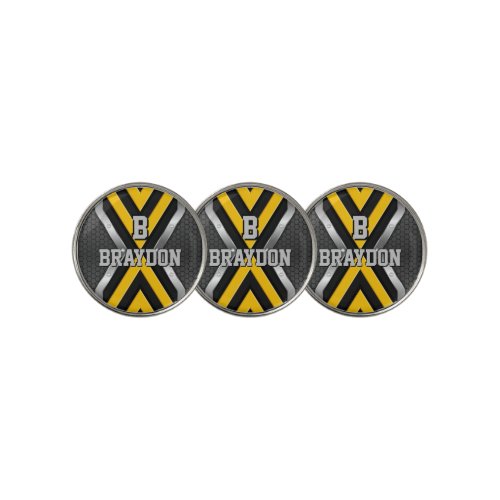 Change Initial Add Name Yellow Black Silver Arrows Golf Ball Marker