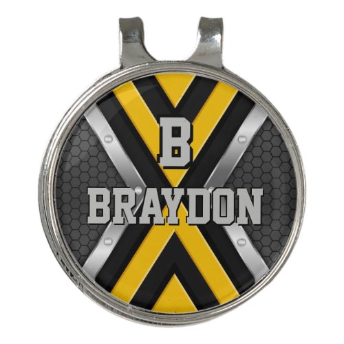 Change Initial Add Name Yellow Black Silver Arrows Golf Hat Clip