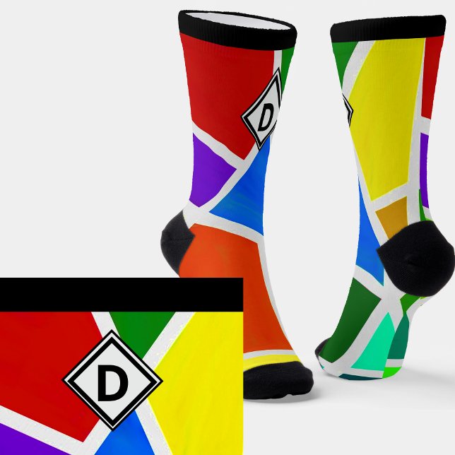 Change Initial, Geometric Art Color Triangle Socks (Creator Uploaded)