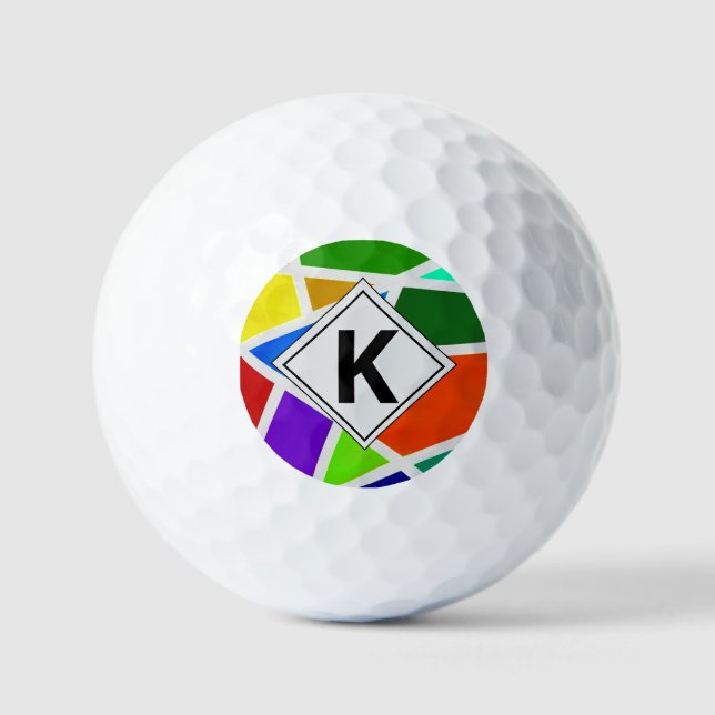 Change Initial, Geometric Art Colors Triangles     Golf Balls (Front)