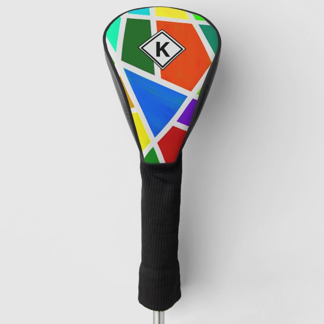 Change Initial, Geometric Art Colors Triangles     Golf Head Cover (Front)