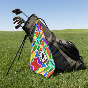 Change Initial, Geometric Art Colors Triangles Golf Towel