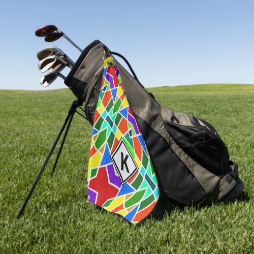Change Initial Geometric Art Colors Triangles     Golf Towel