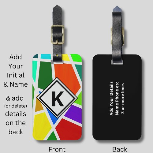 Change Initial Geometric Art Colors Triangles     Luggage Tag