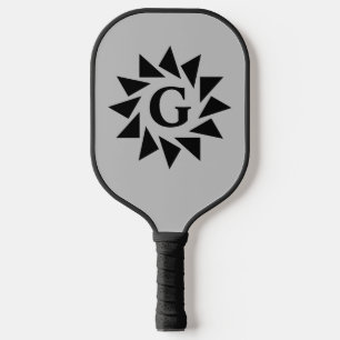 Change Initial, Geometric Triangles on Grey Pickleball Paddle