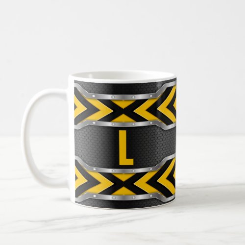 Change Initial H I J K L M N  Safety Yellow Coffee Mug