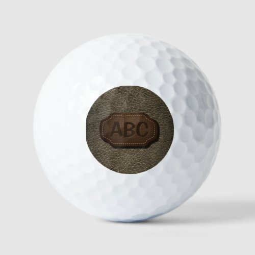 Change Initial Leather Badge  Leather Look Brown  Golf Balls