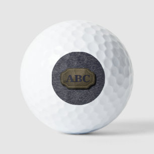 Change Initial, Leather Badge  Leather Look Gray   Golf Balls