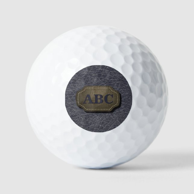 Change Initial, Leather Badge  Leather Look Gray   Golf Balls (Front)
