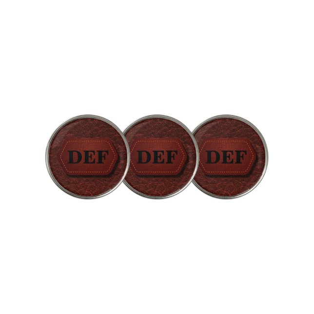 Change Initial, Leather Look Badge Dark Red Golf B Ball Marker (3 Up)