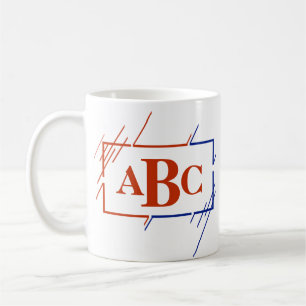 Change Initial Monogram Brown Blue Strokes A B C D Coffee Mug