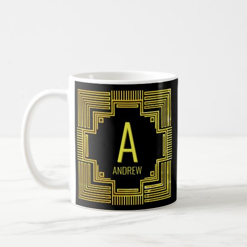 Change Initial Name Gold Geometric Lines A B C D E Coffee Mug