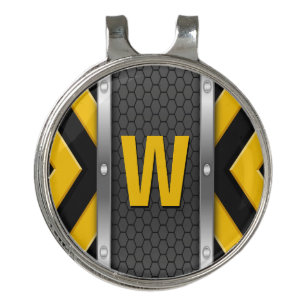 Change Initial,  Safety Yellow & Black Golf Balls  Hat Clip