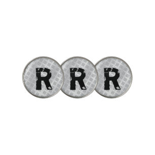 Change Initial, Silver Gray Checker Plate Golf Bal Golf Ball Marker