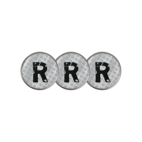 Change Initial Silver Gray Checker Plate Golf Bal Golf Ball Marker