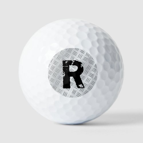 Change Initial Silver Gray Checker Plate Golf Balls