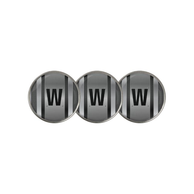 Change Initial, Silver Metallic Golf Towel Golf Ba Ball Marker (3 Up)