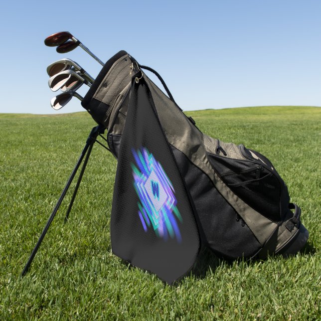 Change Initial, Soft Blue Aqua Diamonds            Golf Towel (Green)