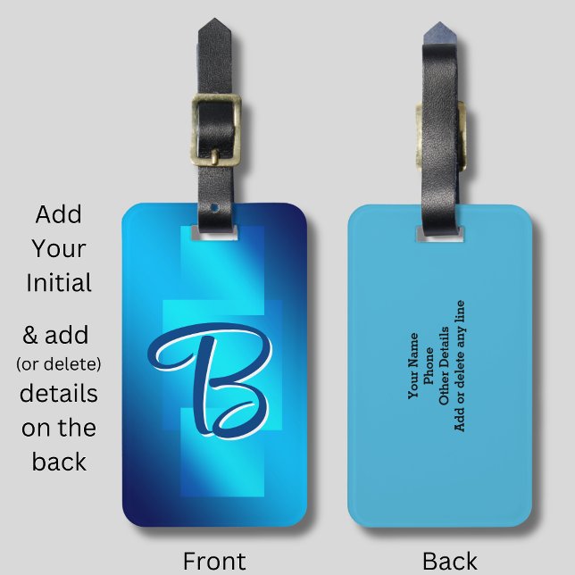 Change Initial, Soft Blue Aqua Geometric Luggage Tag (Creator Uploaded)
