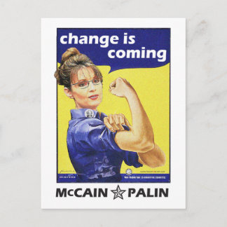 "Change is coming" McCain / Palin Republican Party Postcard