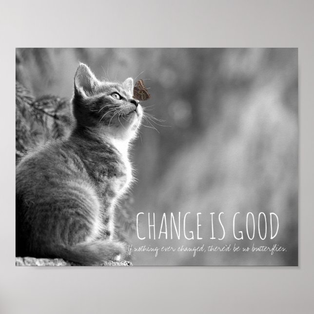 Change is good butterfly inspirational quote cat poster (Front)
