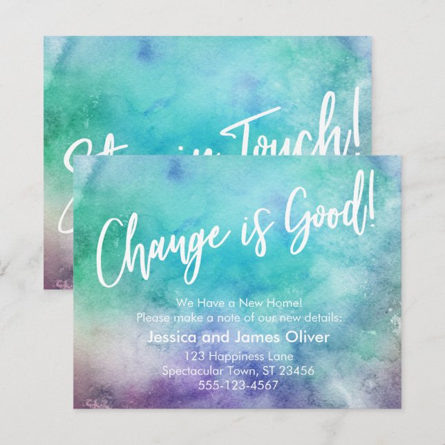 Change is Good! Colorful Watercolor Announcement (Front/Back)