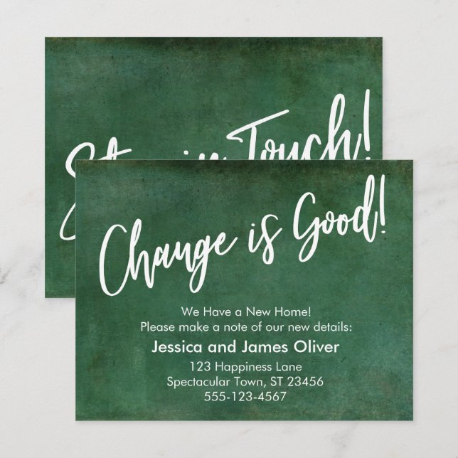 Change is Good! Dark Green Grunge Announcement (Front/Back)