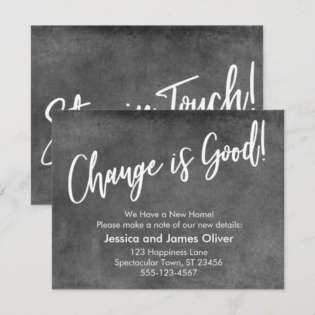Change is Good! Gray Grunge Announcement (Front/Back)