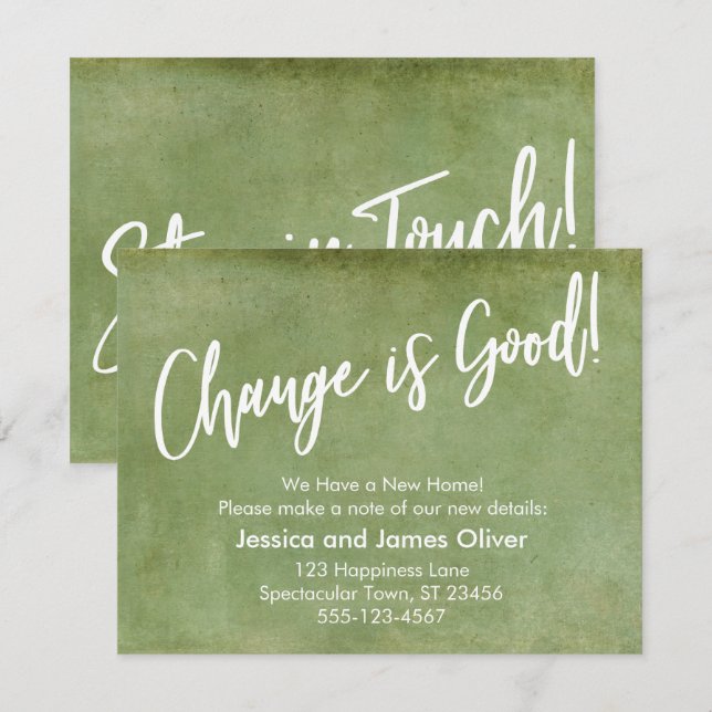 Change is Good! Grunge Green Moving Announcement (Front/Back)