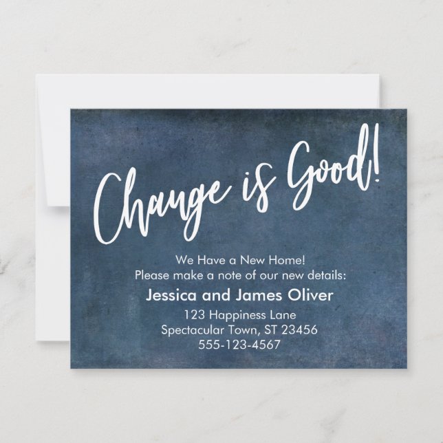 Change is Good! Grunge Navy Moving Announcement (Front)