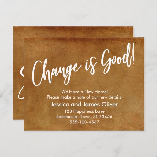 Change is Good Grunge Orange Moving Announcement