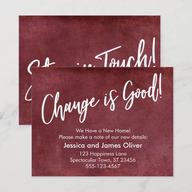 Change is Good! Grunge Red Moving Announcement (Front/Back)