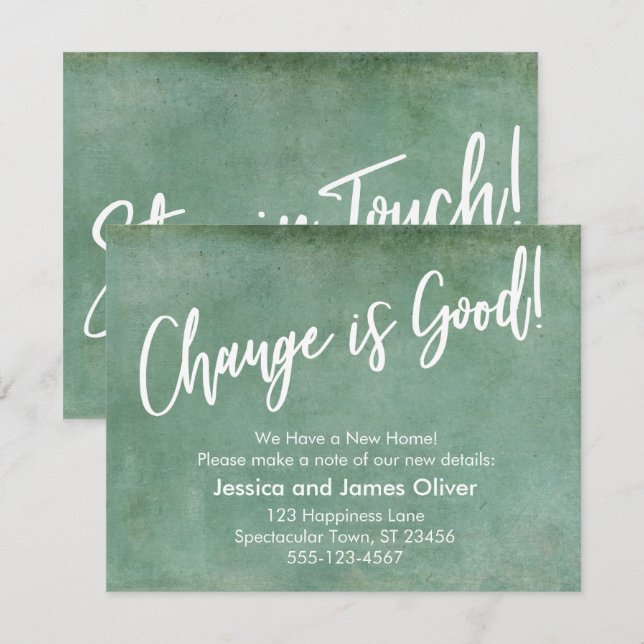 Change is Good! Grunge Turquoise Announcement (Front/Back)