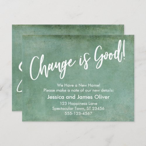 Change is Good Grunge Turquoise Announcement