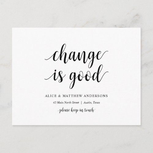 Change is good New home address Announcement Postcard
