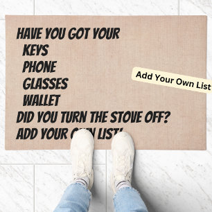 Change List Don't Forget Keys Phone Wallet Front Doormat