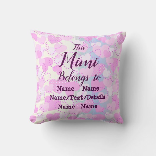 Change Mimi Name, Add Children Names Personalized Throw Pillow (Front)