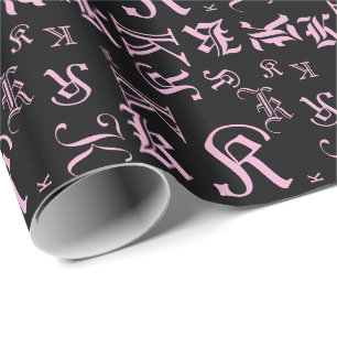 CHANGE MONOGRAM BlackLetter Style  All Occasion Wrapping Paper