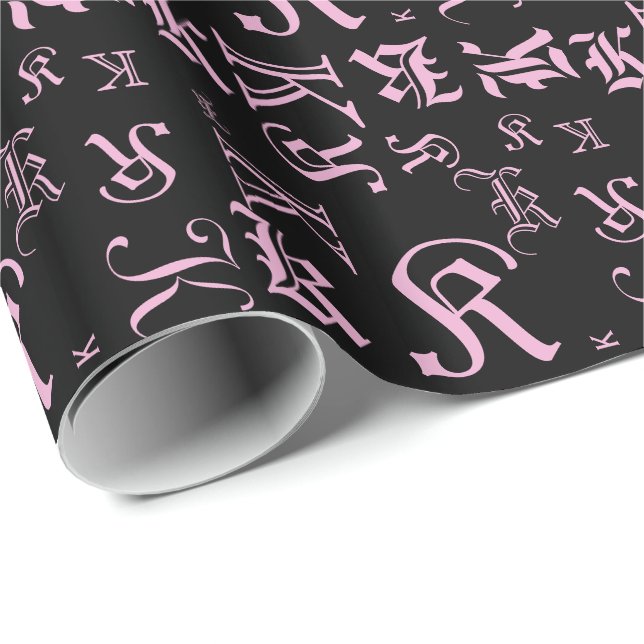 CHANGE MONOGRAM BlackLetter Style  All Occasion Wrapping Paper (Roll Corner)