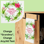 Change Name Add Text Grandma Pink Floral Boho  Kitchen Towel<br><div class="desc">Change Grandmother into the word or name you use - change any of the text to suit you best - See my store for lots more gifts for Grandparents too!</div>