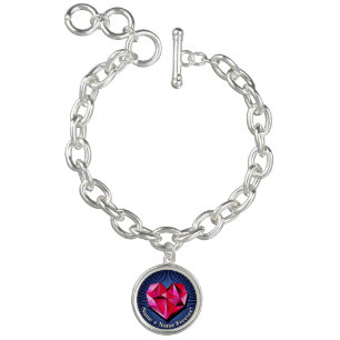 Change Name Add Text Red Geometric Heart Love Bracelet