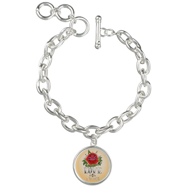 Change Name Add Text Red Rose Tattoo LOVE          Bracelet (Product)